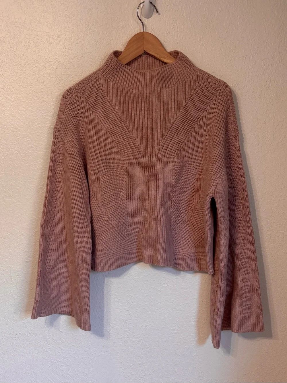 Anthropologie Maeve The Katey Mock-Neck Bell-Sleeve Sweater Small